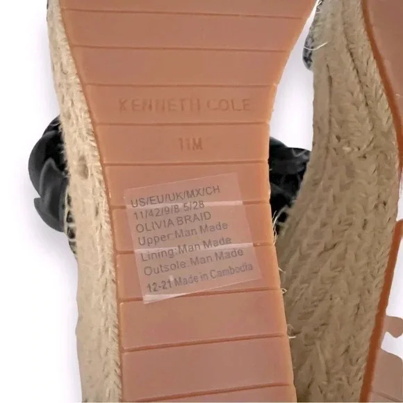 Kenneth Cole Olivia Braided Wedge Espadrille Black Sandal Size 11 NWT - Picture 8 of 9